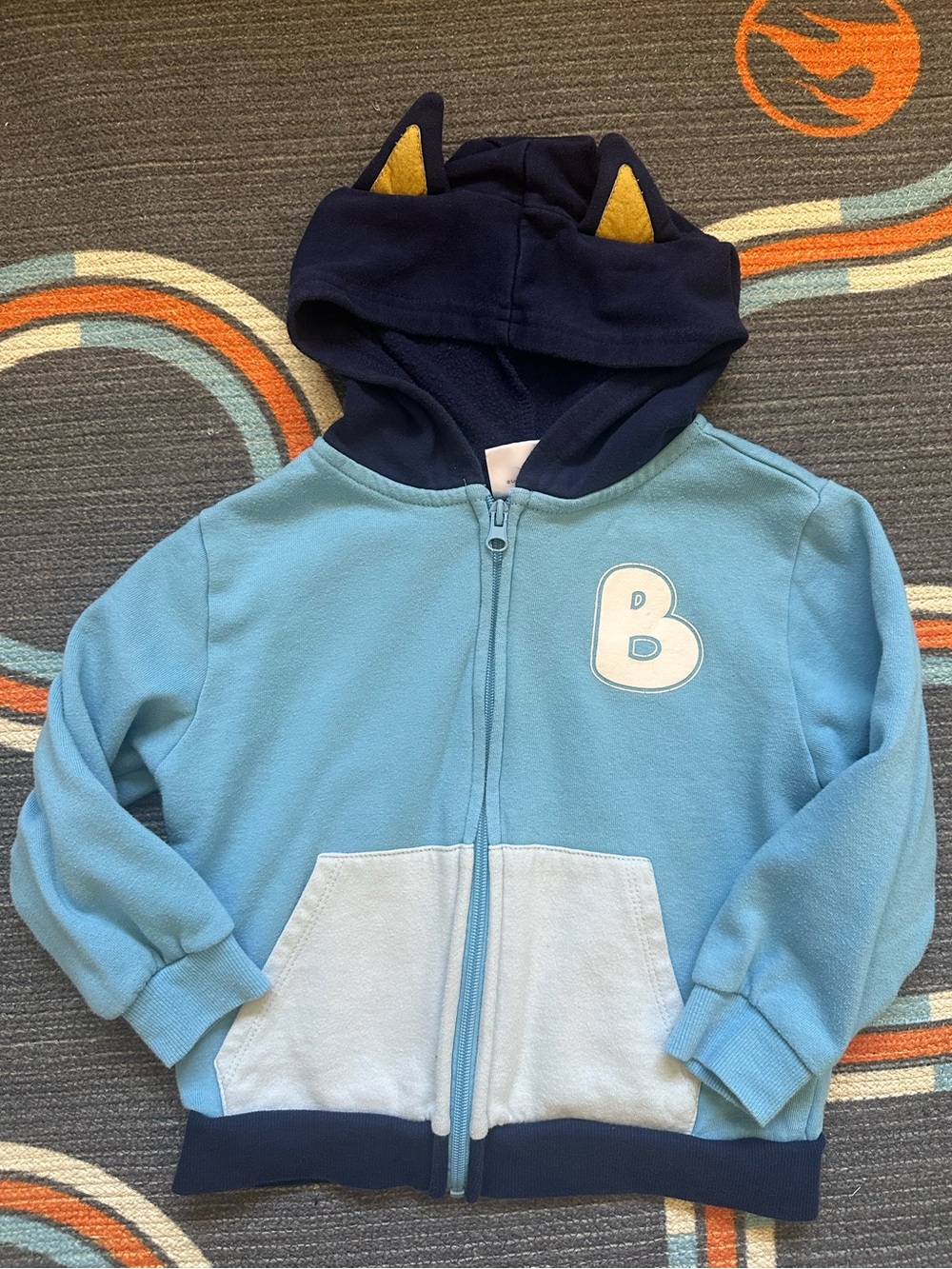 Kids Bluey Hooded Zip-Up Jacket with Ears